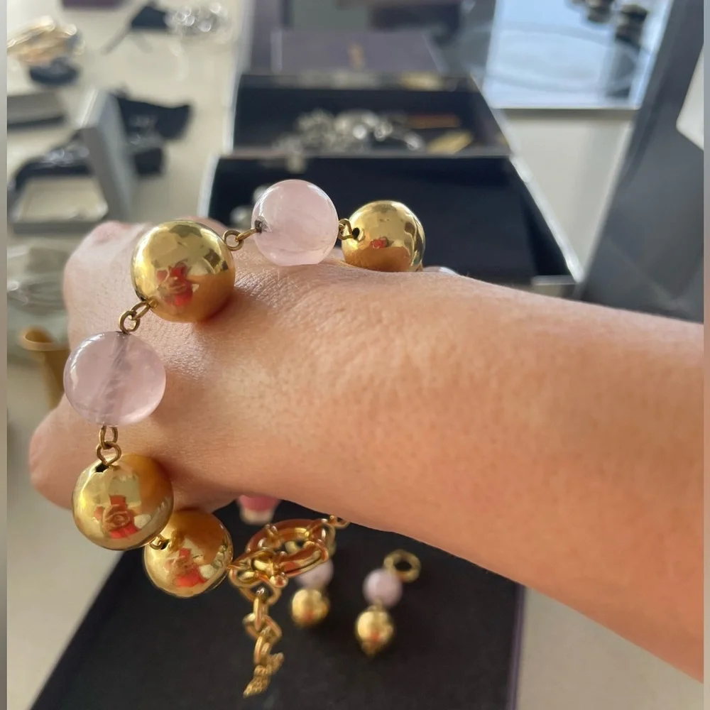 Italian set bracelet and earrings gold plated gorgeous - Picture 4 of 7